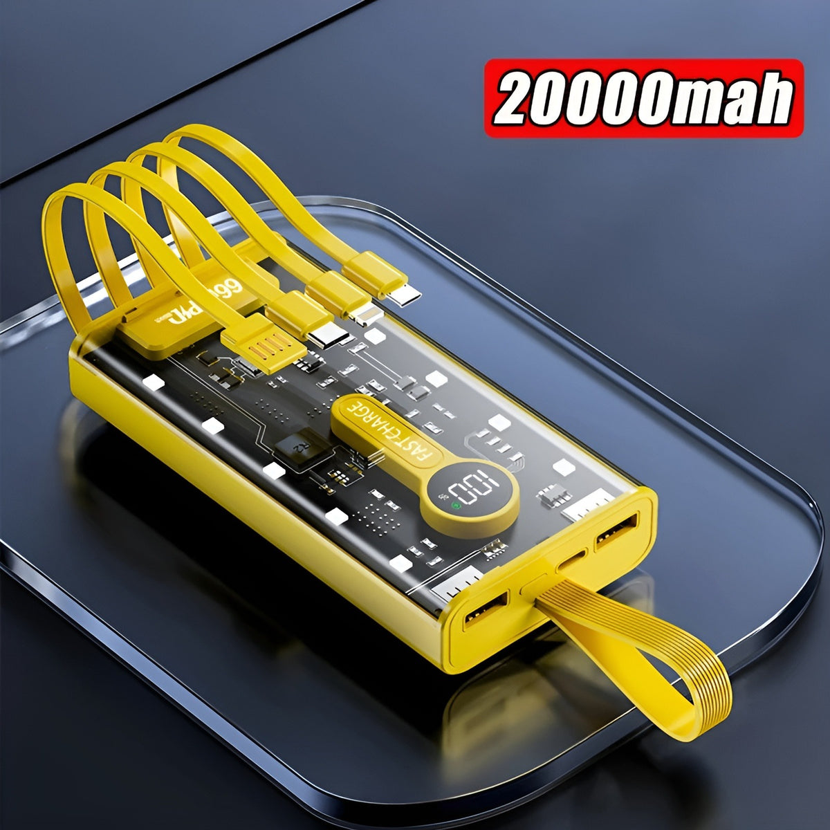 Transparent 20000mAh Power Bank.